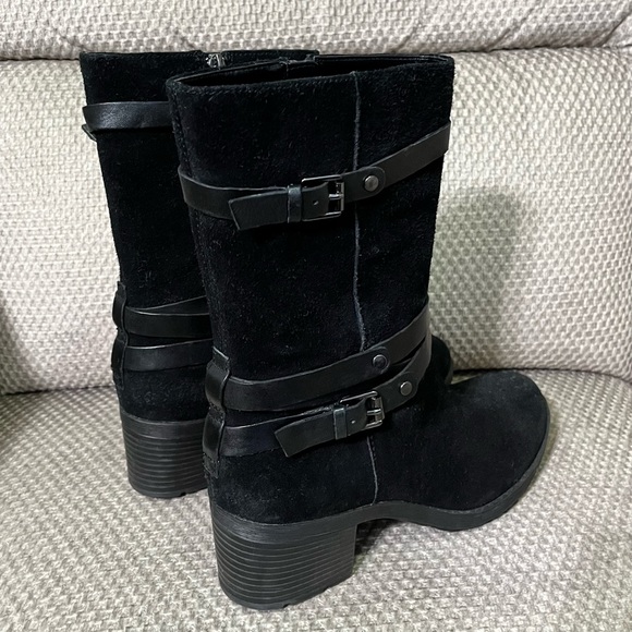Bandolino Black Suede Boots w/ Buckle Accents Size 6.5 - Picture 3 of 3